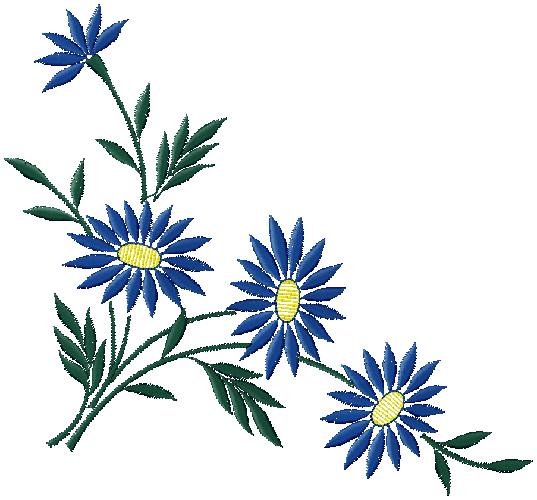 blue flowers embroidery design