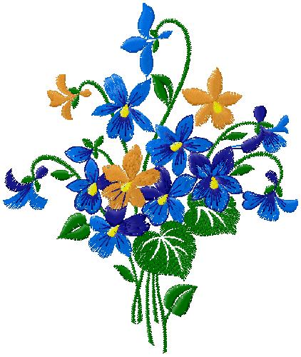 blue flowers embroidery design