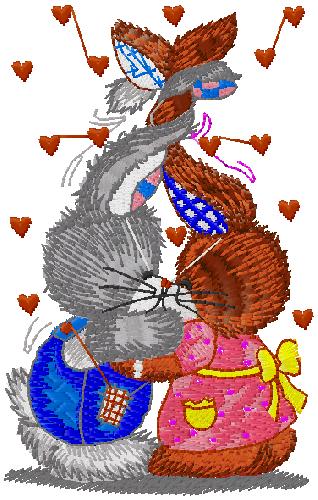 couple of bunny embroidery design