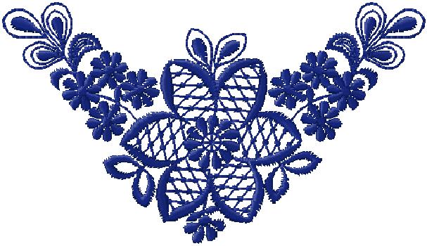 blue floral embroidery design