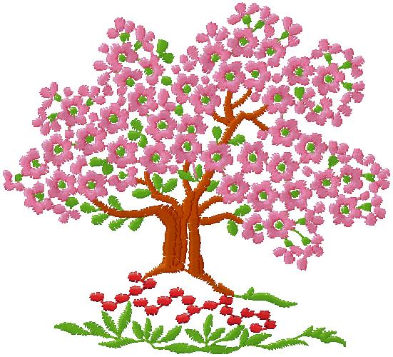 flowers tree embroidery design