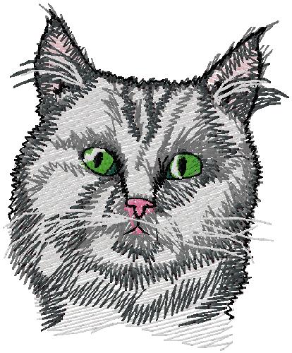 cat face embroidery design