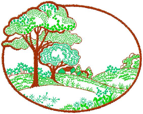 Trees embroidery design