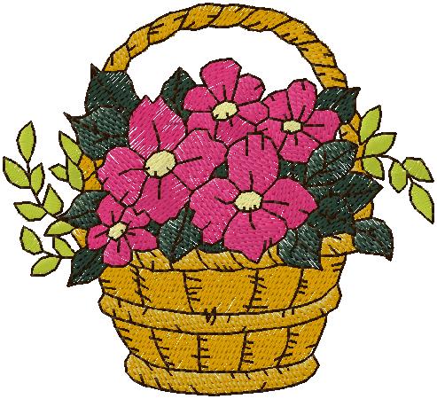 basket of flowers embroidery design