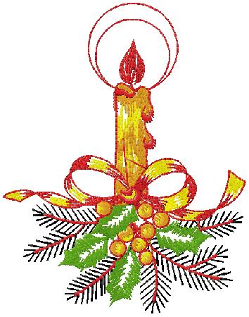 Christmas candle embroidery design