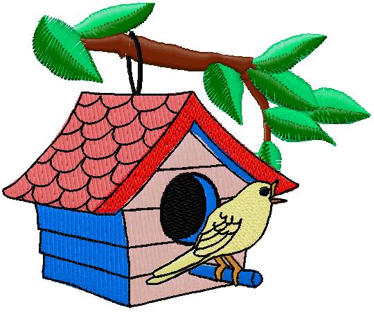 bird house embroidery design