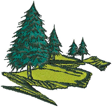 trees embroidery design