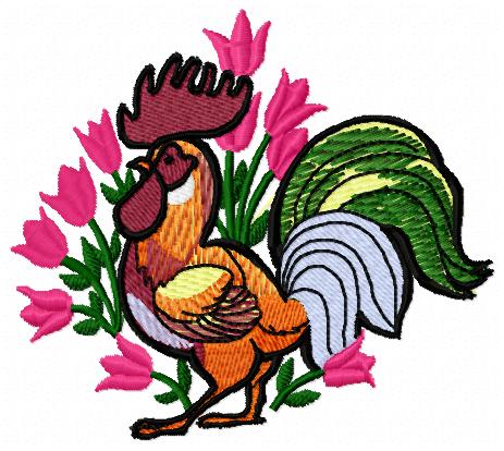 rooster embroidery design