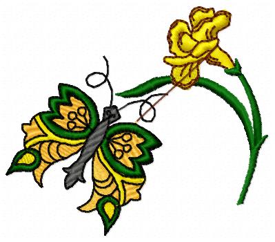 butterfly and flower embroidery design