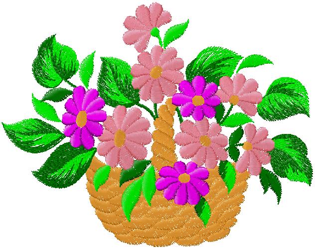 basket of flowers embroidery design