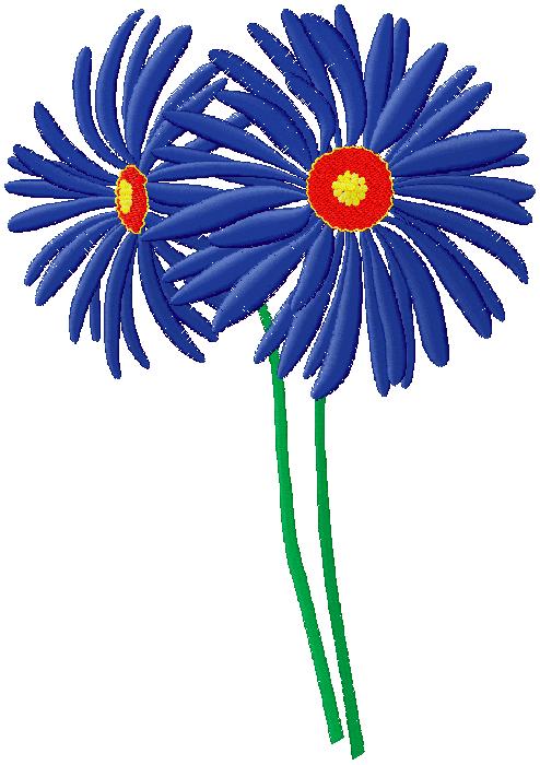 blue flower embroidery design