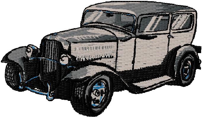 old classic car machine embroidery design