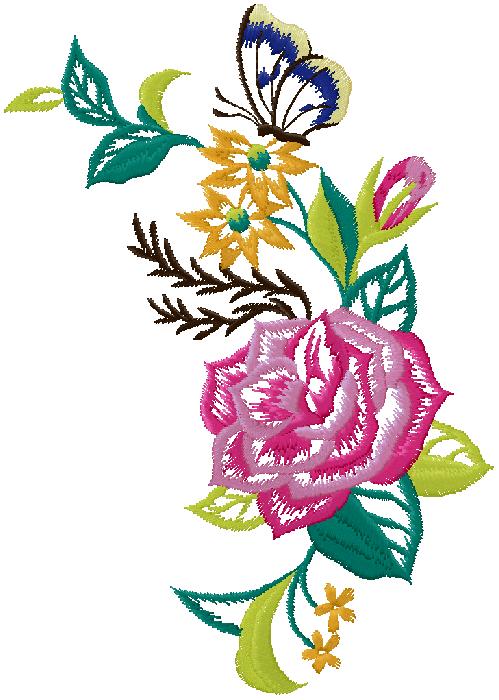 wonderful flowers with butterfly design – free embroidery design