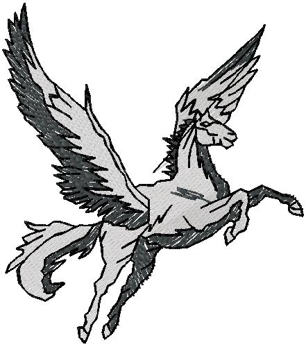 pegasus horse machine embroidery design