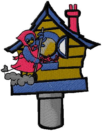 bird home embroidery design