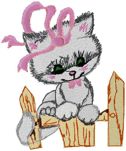 Kitty cat embroidery design