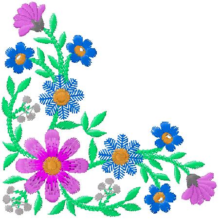 floral corner embroidery design