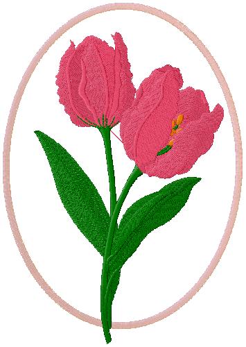 Floral tulip embroidery design