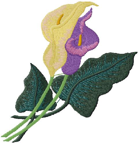 leaves and flower embroidery design