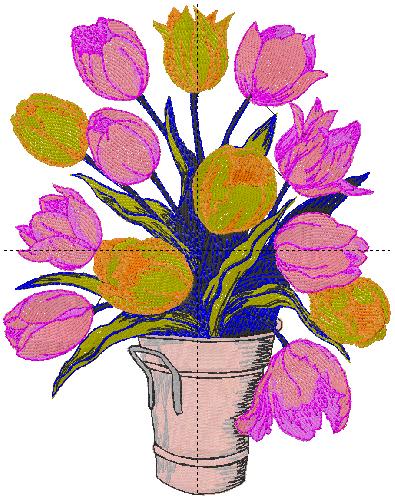 tulips flowers embroidery design