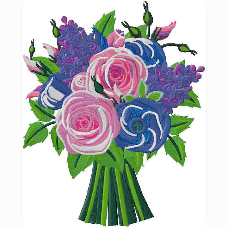 A bouquet of flowers embroidery design