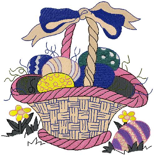 Basket of Easter Eggs embroidery design