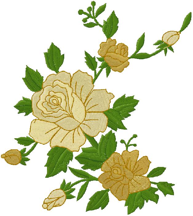 Yellow flowers embroidery design