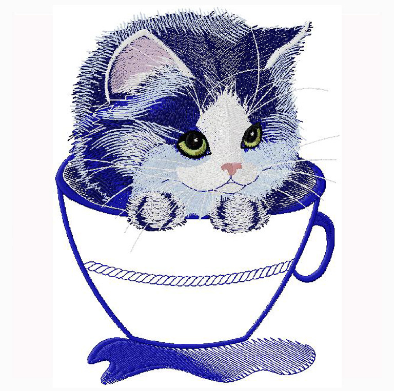 Cat in cup free embroidery design