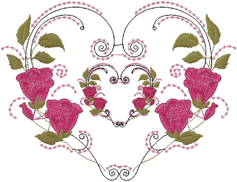 Floral Heart embroidery design