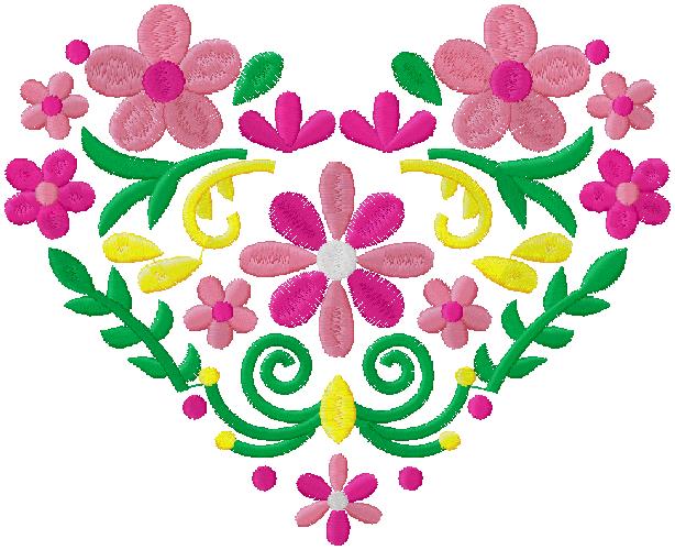 floral heart embroidery design