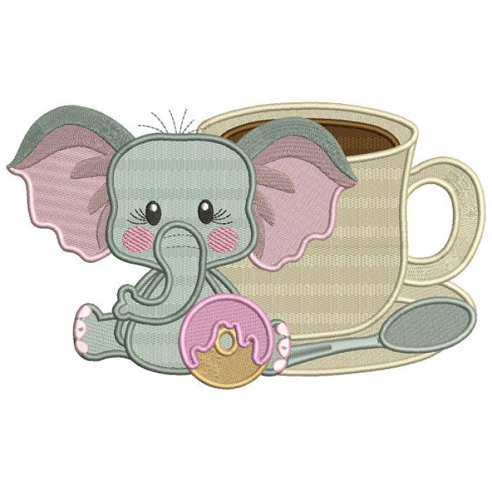 Baby elephant embroidery design 