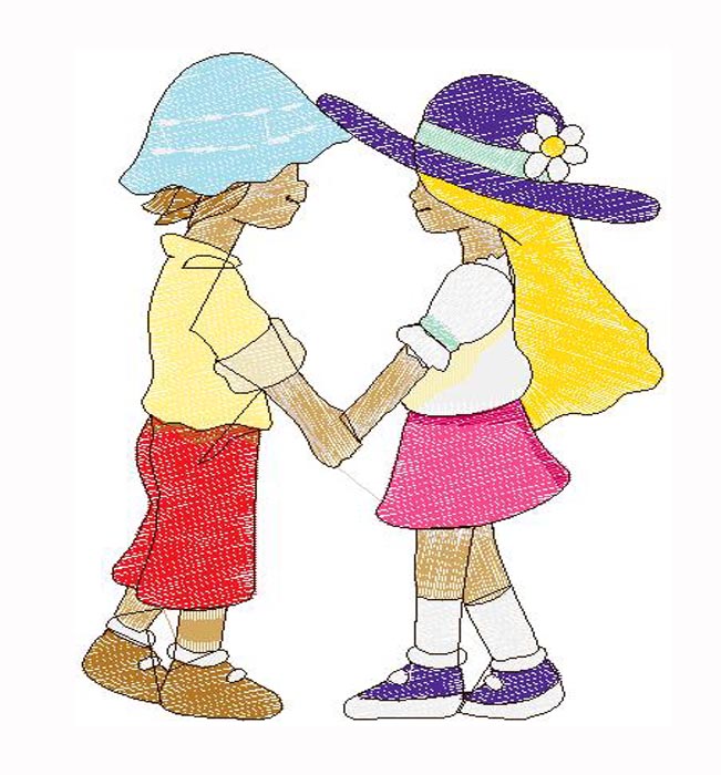 boy and girl embroidery design