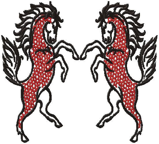 horses embroidery design