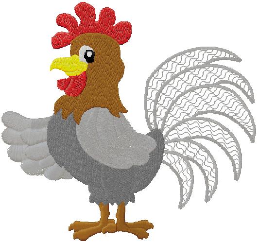 Rooster embroidery design