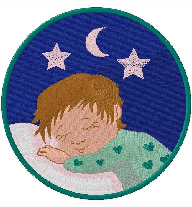 sleepy boy embroidery design