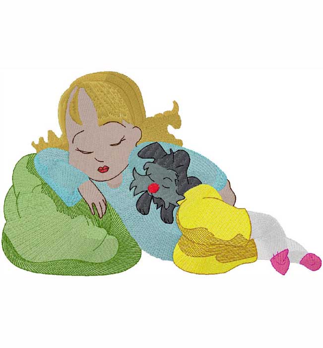 sleepy girl embroidery design