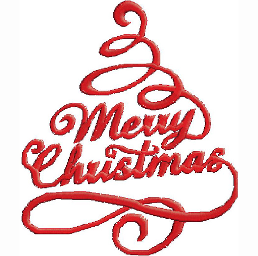 Merry christmas tree embroidery Design