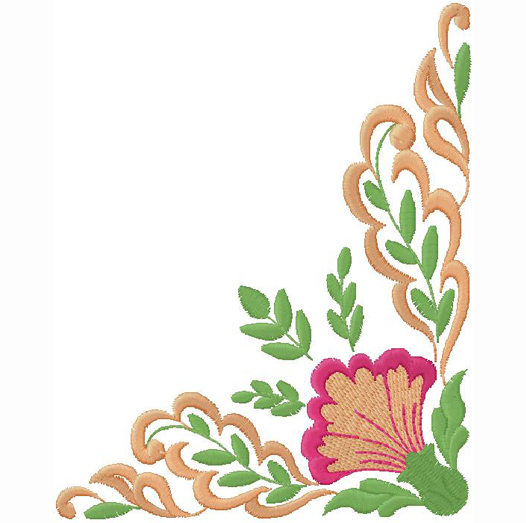 floral corner embroidery Design