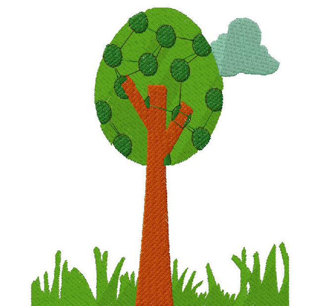 Tree machine embroidery design