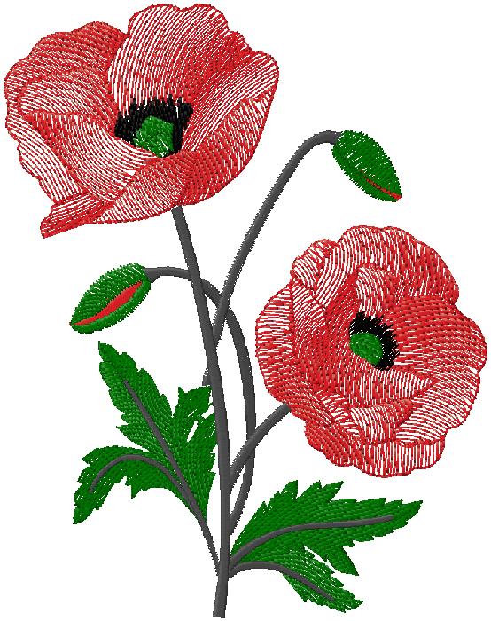 Red poppy Embroidery Design