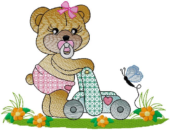 baby bear machine embroidery design