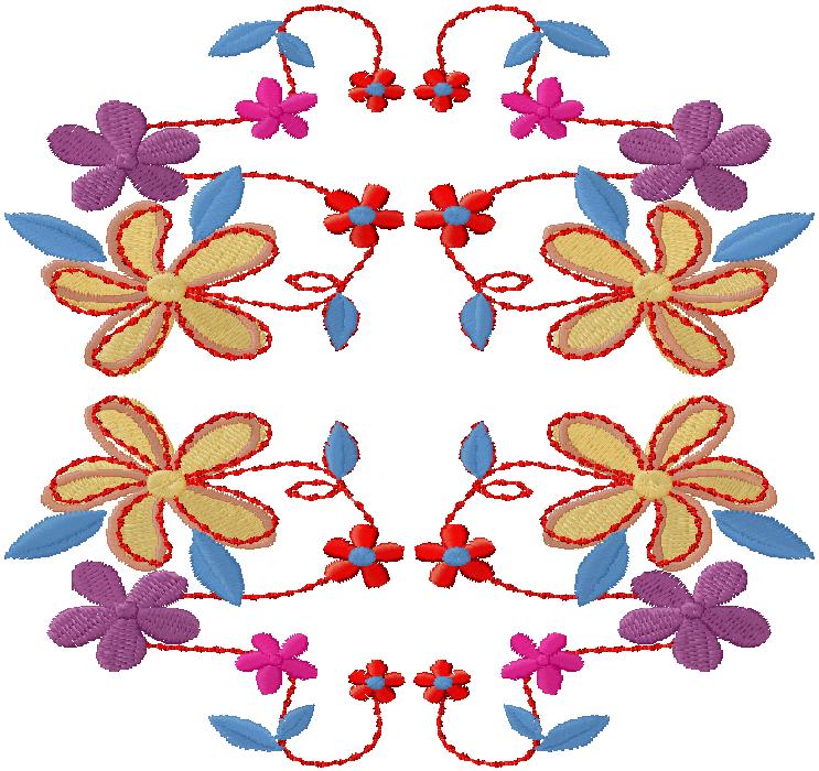 floral machine embroidery design