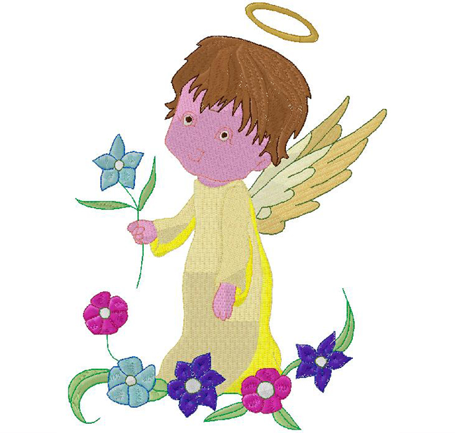 Angel machine embroidery design