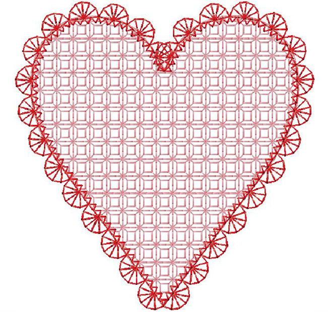 Heart machine embroidery design