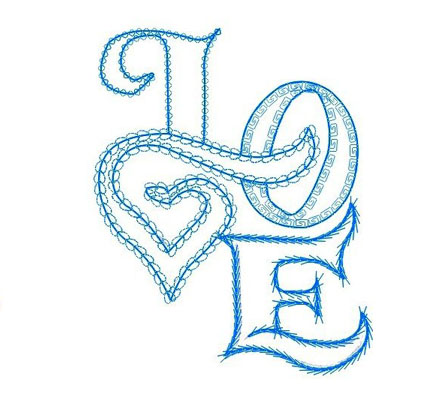 Love embroidery design