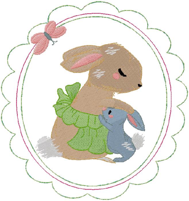 Mom bunny embroidery design