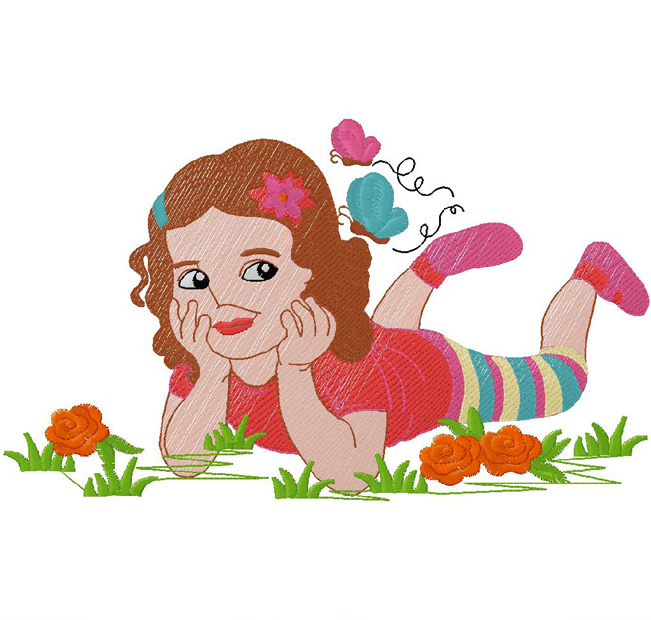 cute girl embroidery design