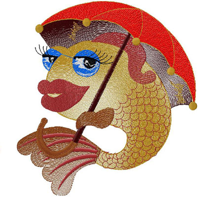 Fish machine embroidery design