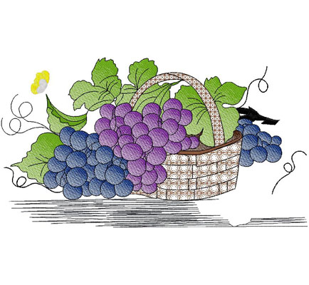 Grape machine embroidery design