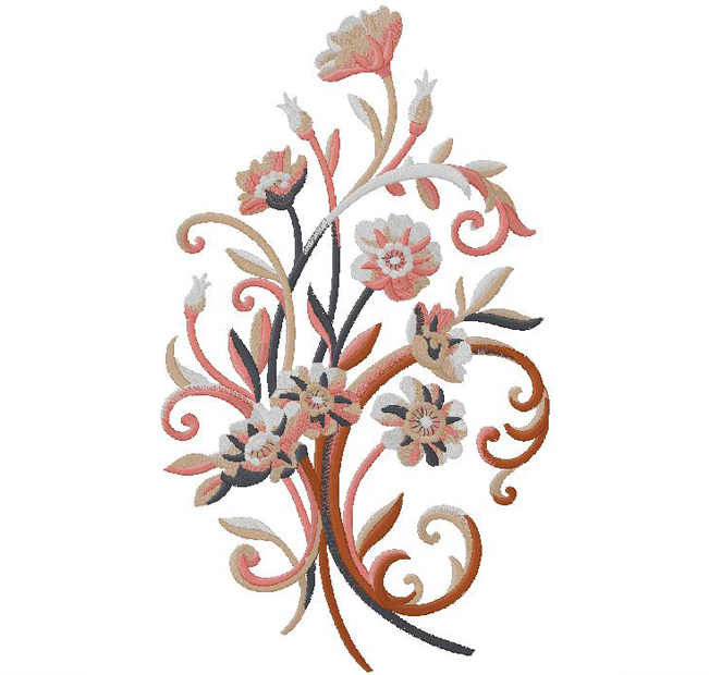 Floral machine embroidery design